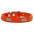 Mirage Pet Products Crystal Bone Genuine Leather Dog CollarOrange Size 26 83-112 Or26